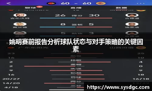 姚明赛前报告分析球队状态与对手策略的关键因素